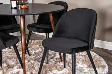 Plaza Matbord Runt med 4 Velvet Köksstol Sammet - Möbler - Matplats - Matgrupp & matbord med stolar