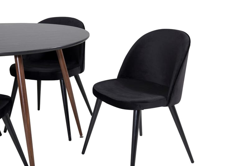 Plaza Matbord Runt med 4 Velvet Köksstol Sammet - Möbler - Matplats - Matgrupp & matbord med stolar