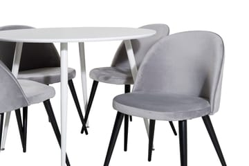 Plaza Matbord Runt med 4 Velvet Köksstol Sammet - Möbler - Matplats - Matgrupp & matbord med stolar