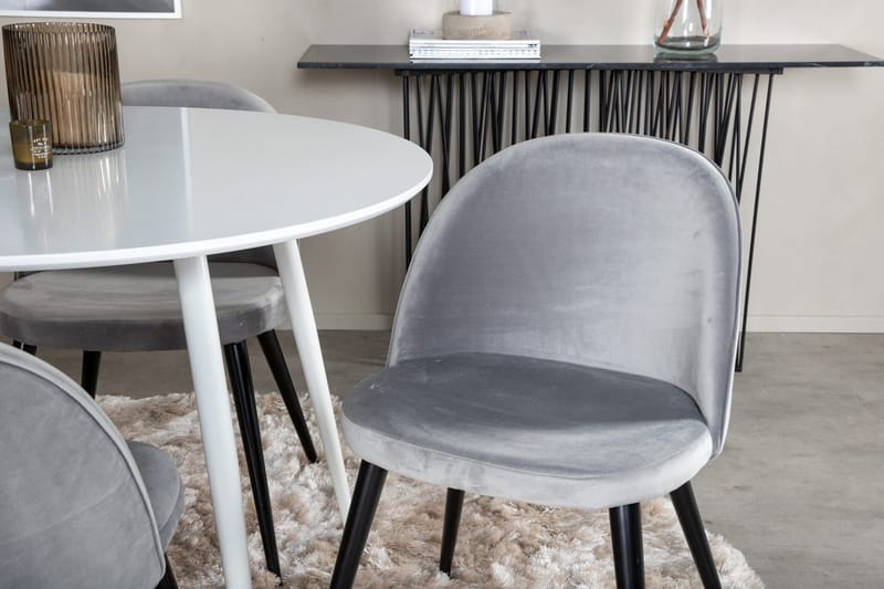 Plaza Matbord Runt med 4 Velvet Köksstol Sammet - Möbler - Matplats - Matgrupp & matbord med stolar