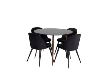 Plaza Matbord Runt med 4 Velvet Köksstol Sammet - Möbler - Matplats - Matgrupp & matbord med stolar