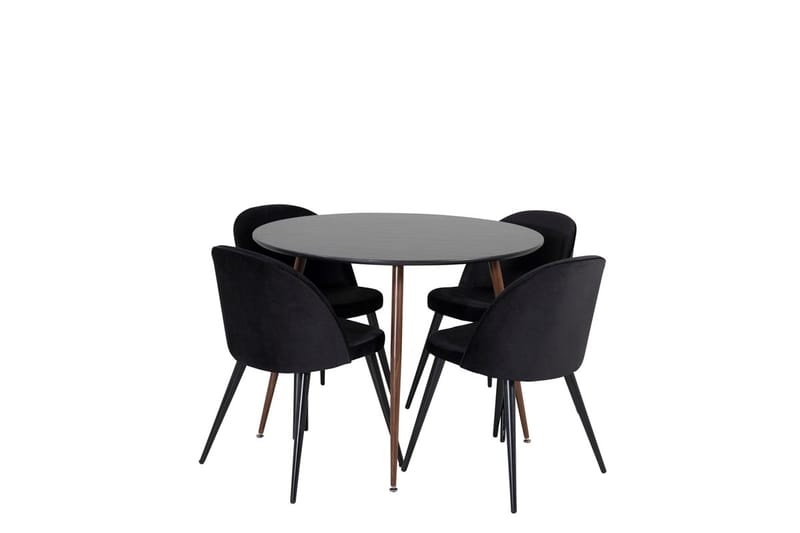 Plaza Matbord Runt med 4 Velvet Köksstol Sammet - Möbler - Matplats - Matgrupp & matbord med stolar