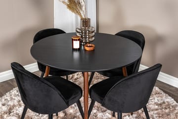 Plaza Matbord Runt med 4 Velvet Köksstol Sammet - Möbler - Matplats - Matgrupp & matbord med stolar