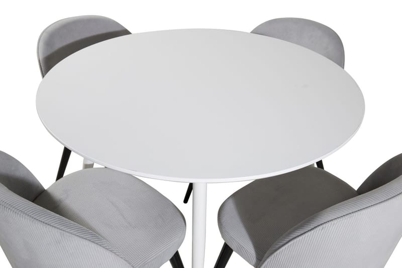 Plaza Matbord Runt med 4 Velvet Matstol Manchester - Möbler - Matplats - Matgrupp & matbord med stolar