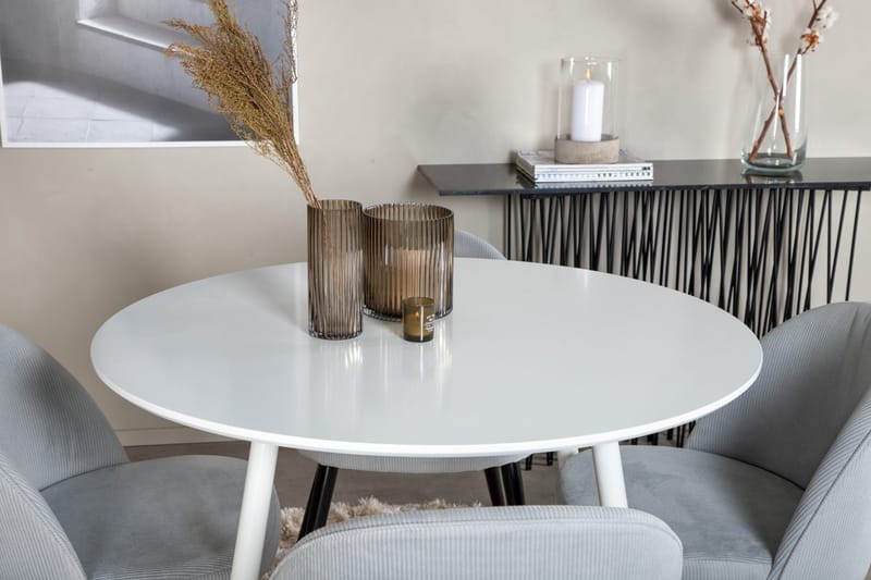 Plaza Matbord Runt med 4 Velvet Matstol Manchester - Möbler - Matplats - Matgrupp & matbord med stolar