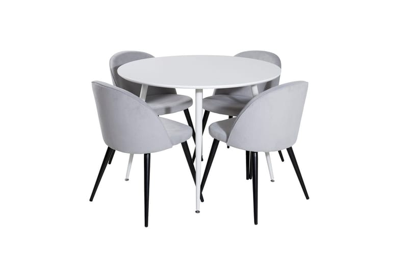 Plaza Matbord Runt med 4 Velvet Matstol Manchester - Möbler - Matplats - Matgrupp & matbord med stolar