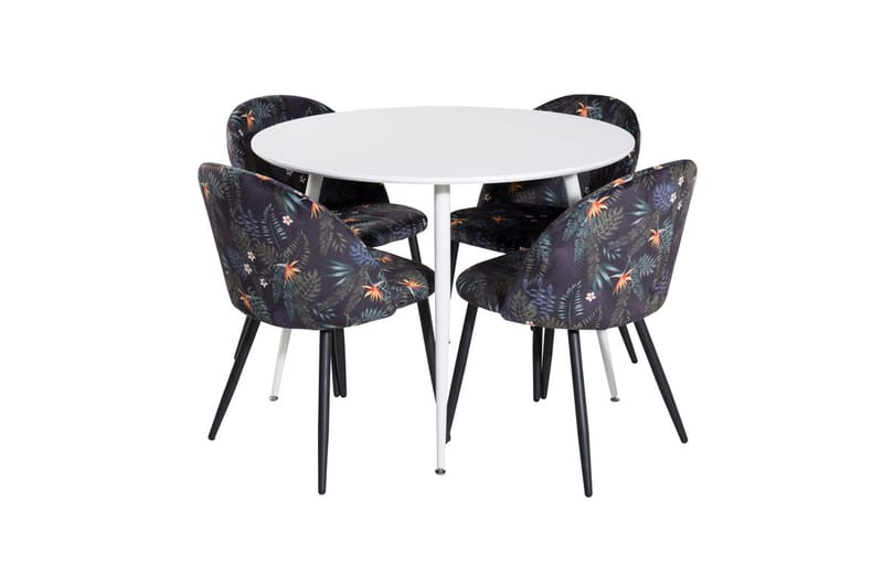 Plaza Matbord Runt med 4 Velvet Matstol - Möbler - Matplats - Matgrupp & matbord med stolar