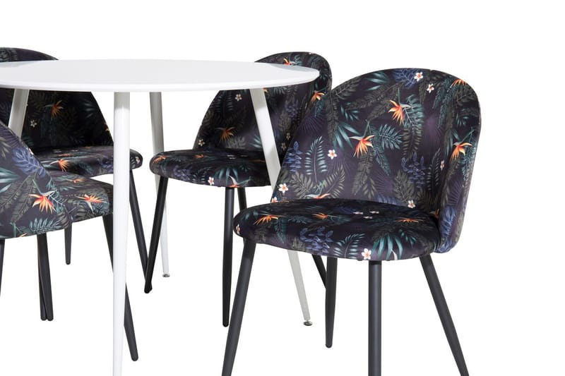 Plaza Matbord Runt med 4 Velvet Matstol - Möbler - Matplats - Matgrupp & matbord med stolar