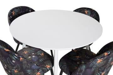 Plaza Matbord Runt med 4 Velvet Matstol - Möbler - Matplats - Matgrupp & matbord med stolar