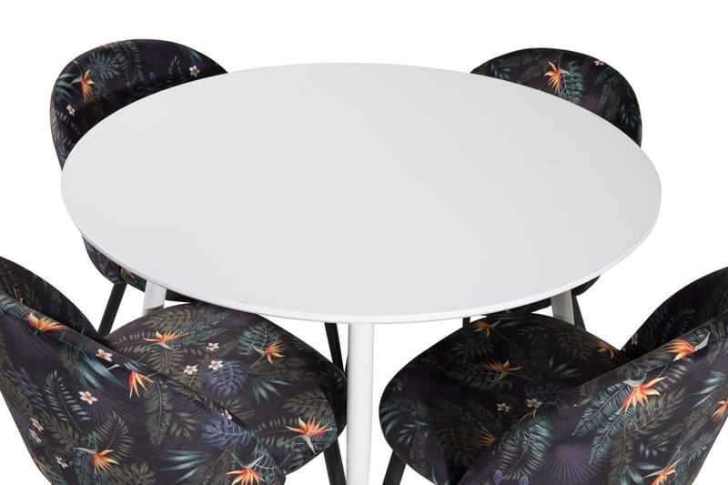Plaza Matbord Runt med 4 Velvet Matstol - Möbler - Matplats - Matgrupp & matbord med stolar