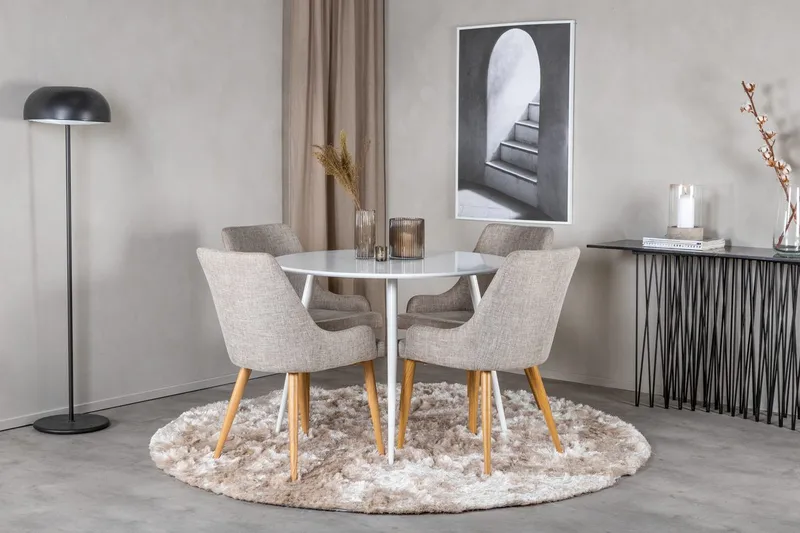 Plaza Matbord Runt med 4 Plaza Matstol