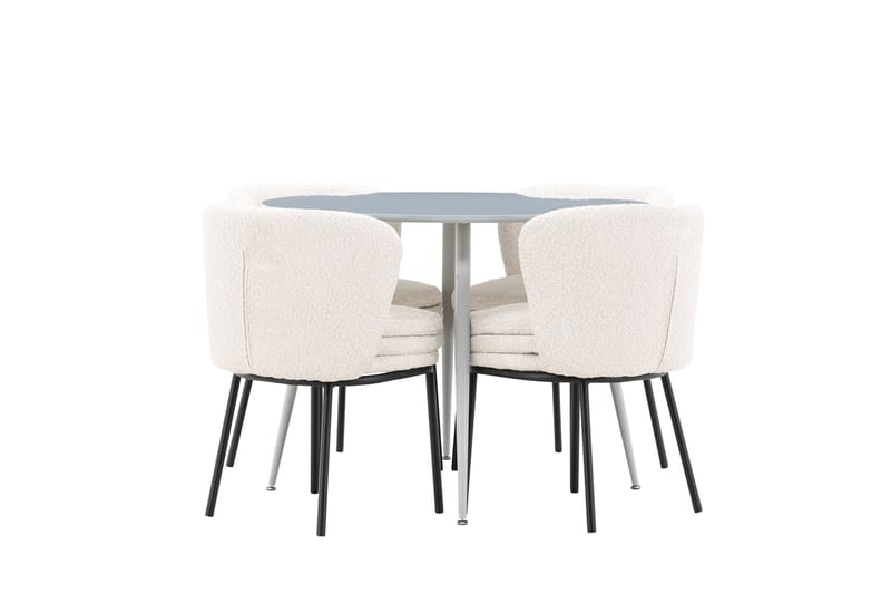 Plaza Matgrupp 100 cm Rund med 4 Agnes stolar - Grå/Vit - Möbler - Matplats - Matgrupp & matbord med stolar
