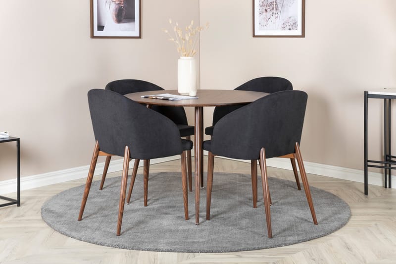 Plaza Matgrupp 100 cm Rund med 4 Arch stolar - Svart - Möbler - Matplats - Matgrupp & matbord med stolar
