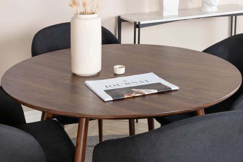 Plaza Matgrupp 100 cm Rund med 4 Arch stolar - Svart - Möbler - Matplats - Matgrupp & matbord med stolar