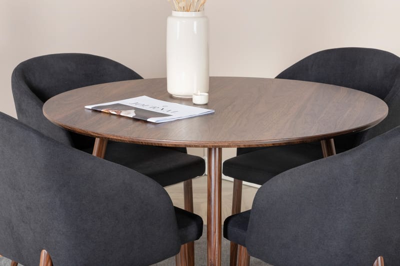 Plaza Matgrupp 100 cm Rund med 4 Arch stolar - Svart - Möbler - Matplats - Matgrupp & matbord med stolar