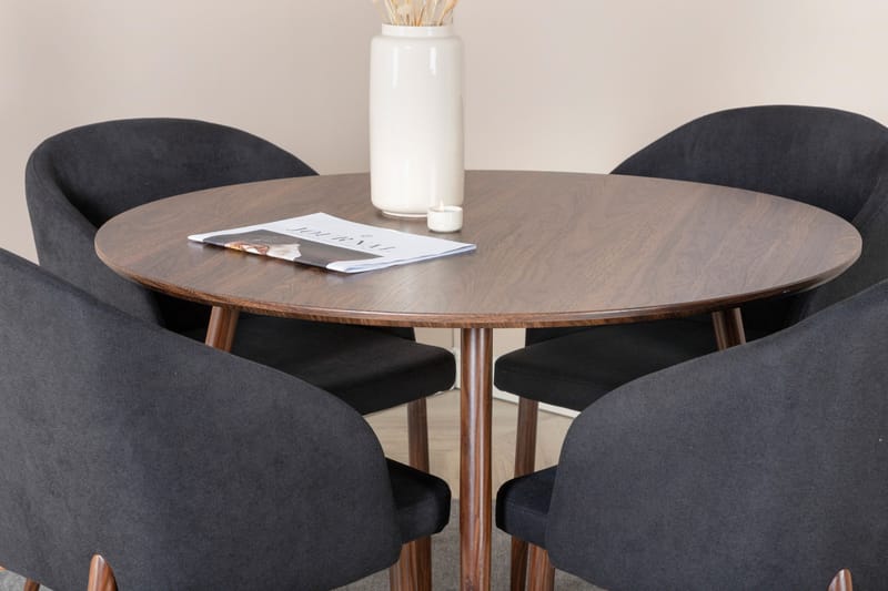 Plaza Matgrupp 100 cm Rund med 4 Arch stolar - Svart - Möbler - Matplats - Matgrupp & matbord med stolar