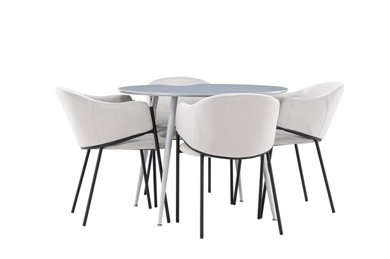 Plaza Matgrupp 100 cm Rund med 4 Evelina stolar - Grå/Grå - Möbler - Matplats - Matgrupp & matbord med stolar