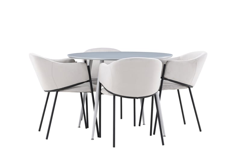 Plaza Matgrupp 100 cm Rund med 4 Evelina stolar, Grå/Grå