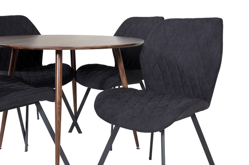 Plaza Matgrupp 100 cm Rund med 4 Gemma stolar - Svart - Möbler - Matplats - Matgrupp & matbord med stolar