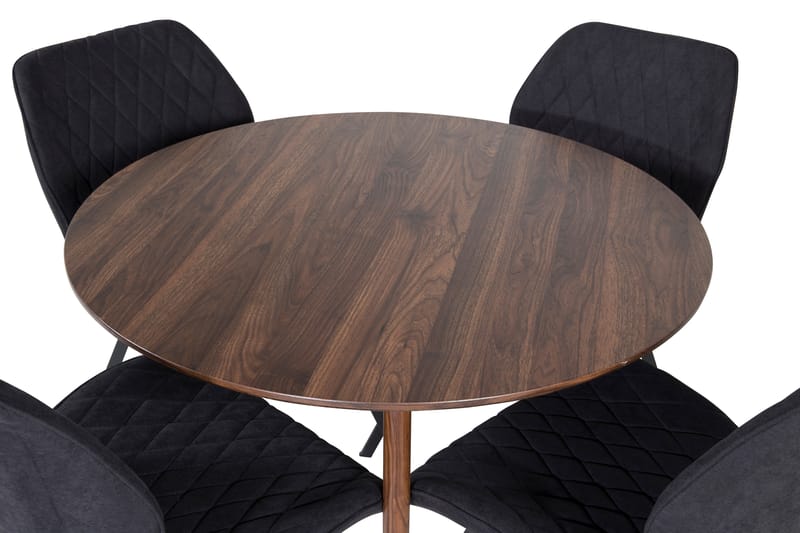 Plaza Matgrupp 100 cm Rund med 4 Gemma stolar - Svart - Möbler - Matplats - Matgrupp & matbord med stolar