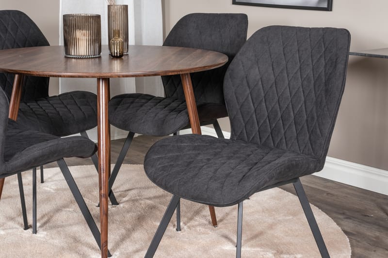 Plaza Matgrupp 100 cm Rund med 4 Gemma stolar - Svart - Möbler - Matplats - Matgrupp & matbord med stolar
