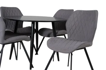 Plaza Matgrupp 100 cm Rund med 4 Gemma stolar - Svart - Möbler - Matplats - Matgrupp & matbord med stolar