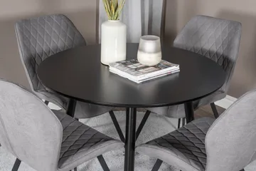 Plaza Matgrupp 100 cm Rund med 4 Gemma stolar - Svart - Möbler - Matplats - Matgrupp & matbord med stolar