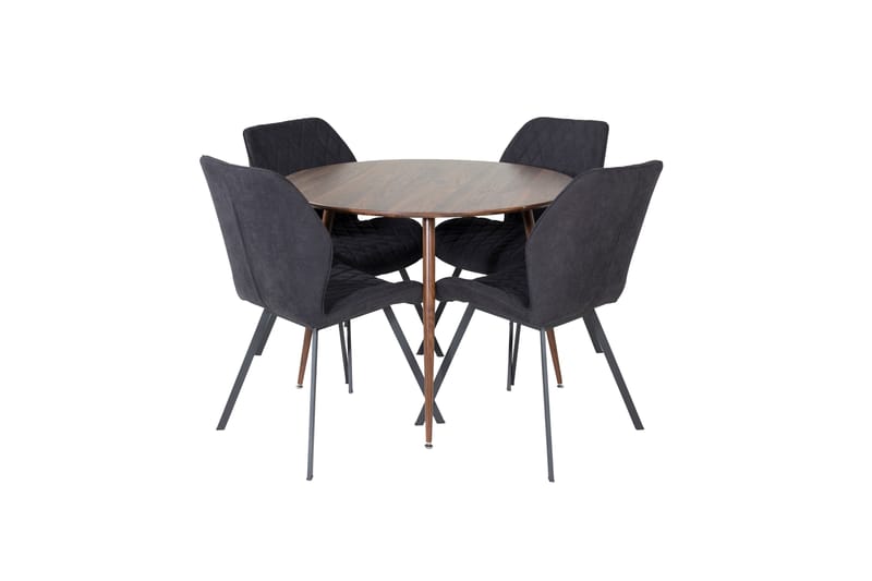 Plaza Matgrupp 100 cm Rund med 4 Gemma stolar - Svart - Möbler - Matplats - Matgrupp & matbord med stolar