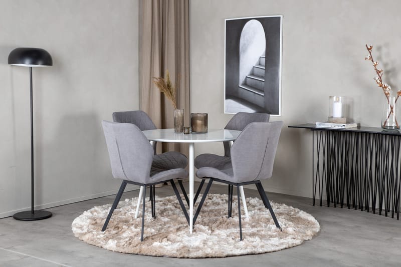 Plaza Matgrupp 100 cm Rund med 4 Gemma stolar - Svart - Möbler - Matplats - Matgrupp & matbord med stolar