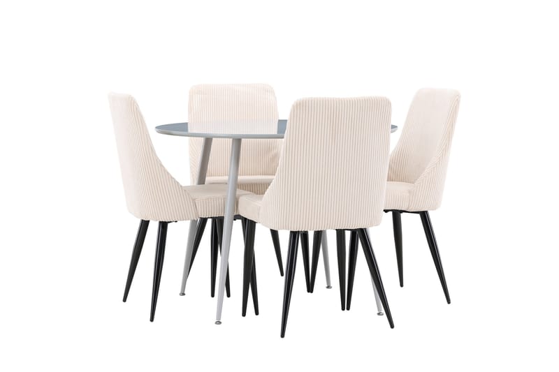 Plaza Matgrupp 100 cm Rund med 4 Leone stolar - Grå/Beige - Möbler - Matplats - Matgrupp & matbord med stolar