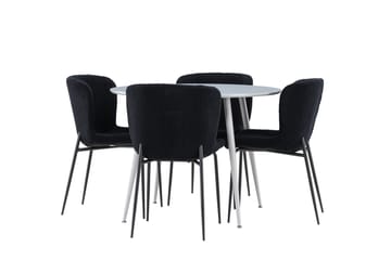 Plaza Matgrupp 100 cm Rund med 4 Modesto stolar - Grå/Svart - Möbler - Matplats - Matgrupp & matbord med stolar