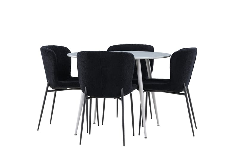 Plaza Matgrupp 100 cm Rund med 4 Modesto stolar - Grå/Svart - Möbler - Matplats - Matgrupp & matbord med stolar