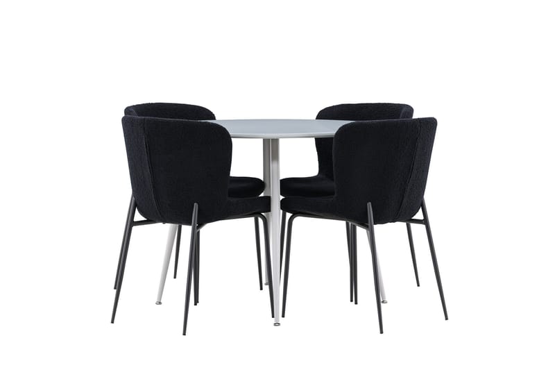 Plaza Matgrupp 100 cm Rund med 4 Modesto stolar - Grå/Svart - Möbler - Matplats - Matgrupp & matbord med stolar