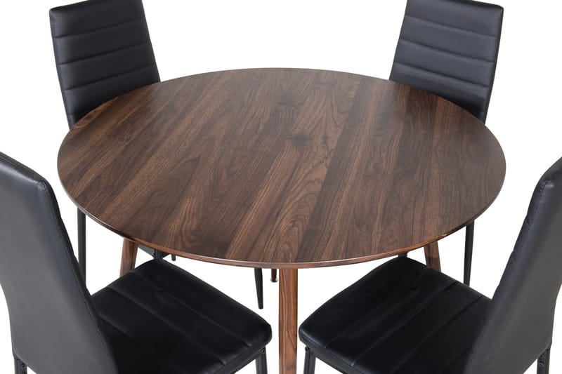 Plaza Matgrupp 100 cm Rund med 4 Slim stolar - Svart - Möbler - Matplats - Matgrupp & matbord med stolar