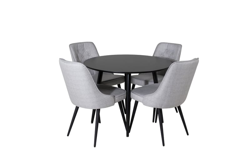 Plaza Matgrupp 100 cm Rund med 4 Velvet Deluxe stolar, Svart