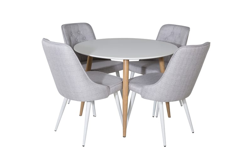 Plaza Matgrupp 100 cm Rund med 4 Velvet Deluxe stolar, Vit