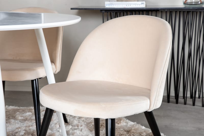 Plaza Matgrupp 100 cm Rund med 4 Velvet stolar - Beige - Möbler - Matplats - Matgrupp & matbord med stolar
