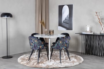 Plaza Matgrupp 100 cm Rund med 4 Velvet stolar - Svart - Möbler - Matplats - Matgrupp & matbord med stolar