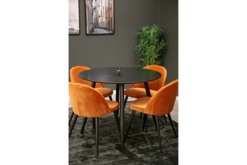 Plaza Matgrupp 100 cm Rund med 4 Velvet stolar