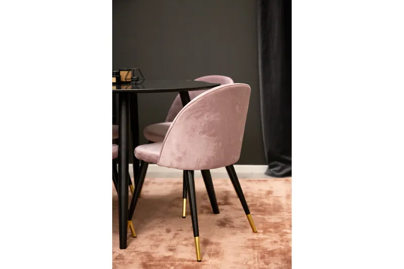 Plaza Matgrupp 100 cm Rund med 4 Velvet stolar - Svart - Möbler - Matplats - Matgrupp & matbord med stolar