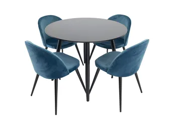Plaza Matgrupp 100 cm Rund med 4 Velvet stolar - Möbler - Matplats - Matgrupp & matbord med stolar