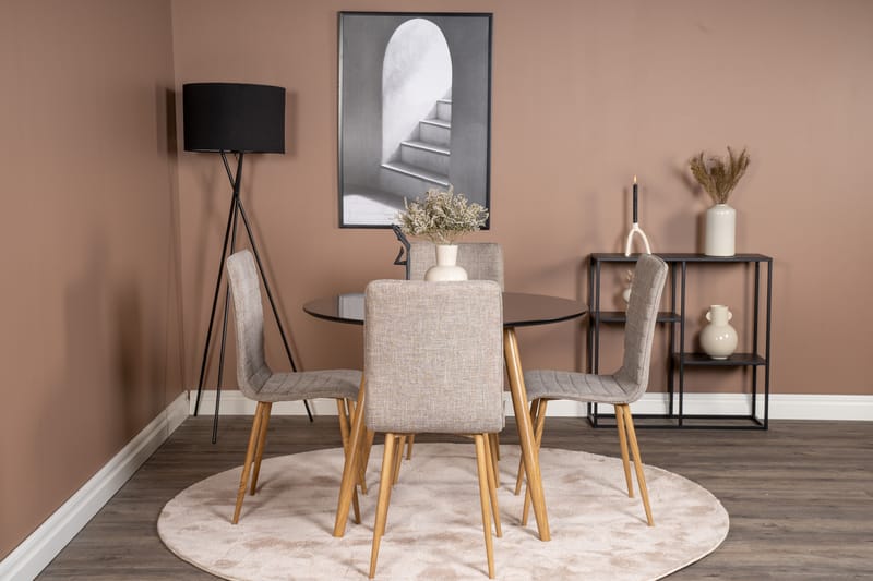 Plaza Matgrupp 100 cm Rund med 4 Windu Lyx stolar - Ljusgrå - Möbler - Matplats - Matgrupp & matbord med stolar