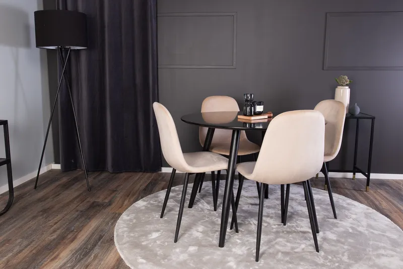 Plaza Matgrupp 100 cm Rund med 4 Polar stolar - Möbler - Matplats - Matgrupp & matbord med stolar