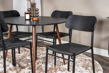 Plaza Matgrupp 100 cm Rund med 4 Polly stolar - Svart - Möbler - Matplats - Matgrupp & matbord med stolar