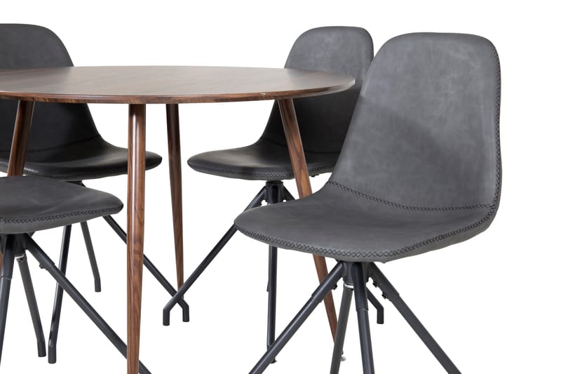 Plaza Matgrupp 100 cm Rund med 4 Polar stolar - Svart - Möbler - Matplats - Matgrupp & matbord med stolar