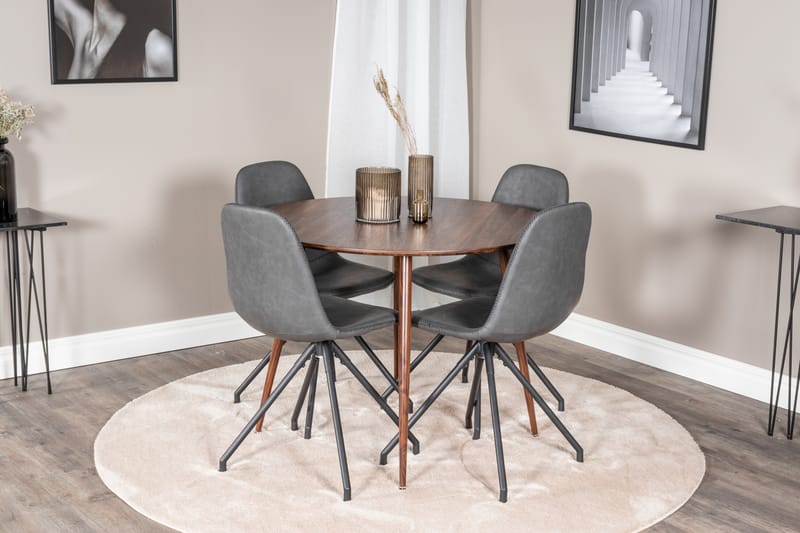 Plaza Matgrupp 100 cm Rund med 4 Polar stolar - Svart - Möbler - Matplats - Matgrupp & matbord med stolar