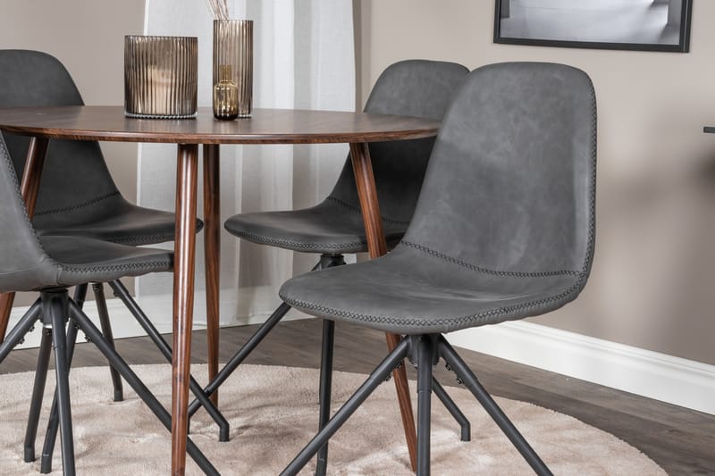 Plaza Matgrupp 100 cm Rund med 4 Polar stolar - Svart - Möbler - Matplats - Matgrupp & matbord med stolar