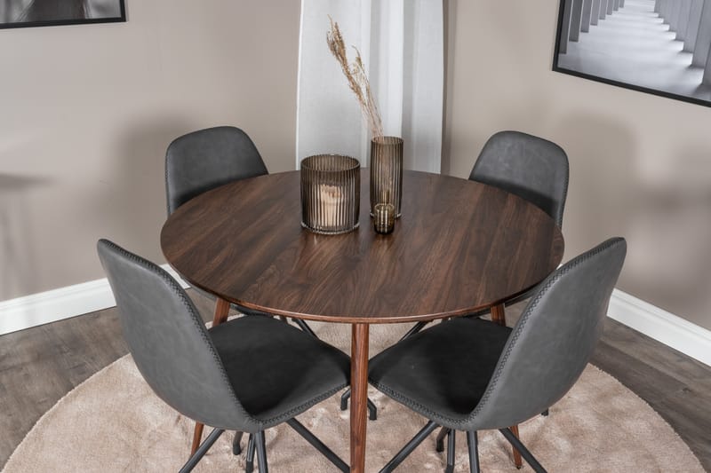 Plaza Matgrupp 100 cm Rund med 4 Polar stolar - Svart - Möbler - Matplats - Matgrupp & matbord med stolar