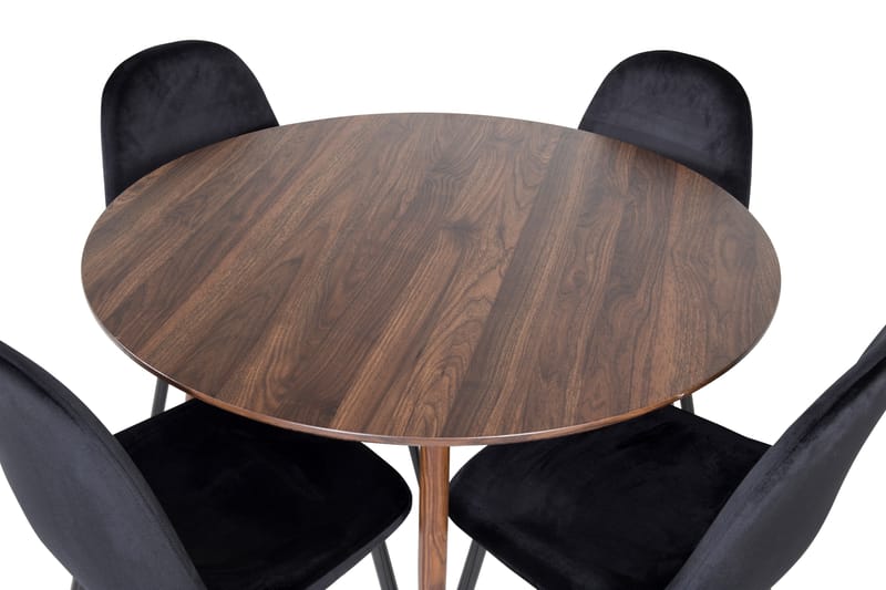 Plaza Matgrupp 100 cm Rund med 4 Polar stolar - Svart - Möbler - Matplats - Matgrupp & matbord med stolar