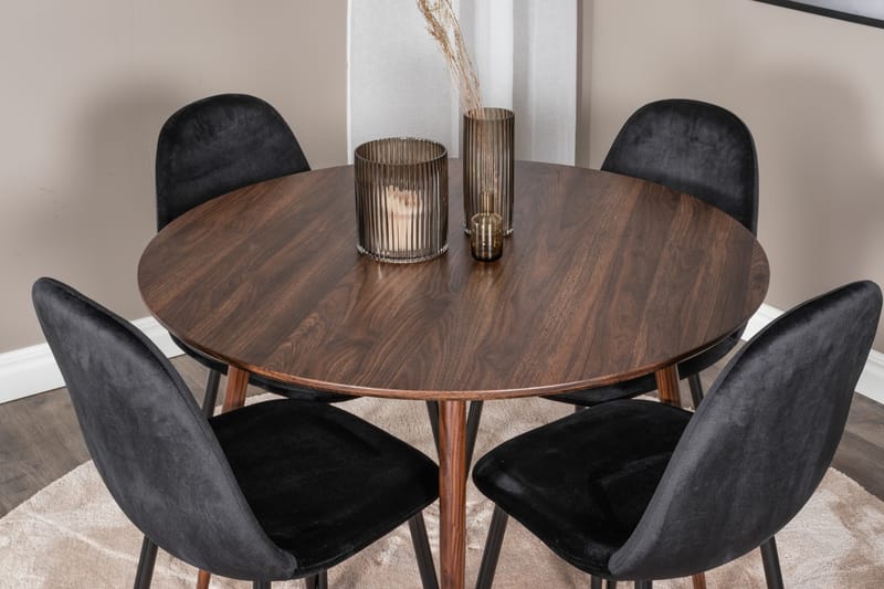 Plaza Matgrupp 100 cm Rund med 4 Polar stolar - Svart - Möbler - Matplats - Matgrupp & matbord med stolar
